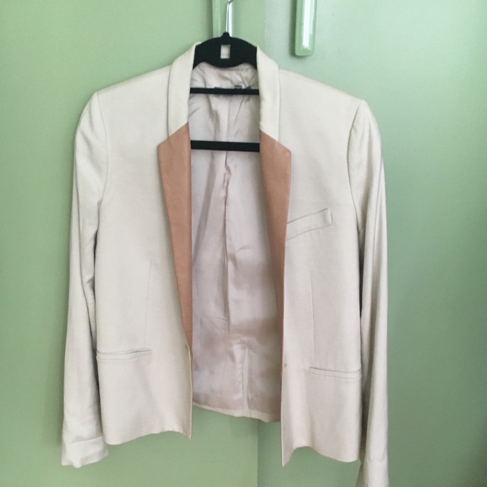 Vince beige blazer with leather collar size 8